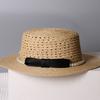 High Quality Raffia Silk Hemp Pearl Straw Hat French Flat Top Sun Hat Hollow Breathable Sun Hat Beach Hat