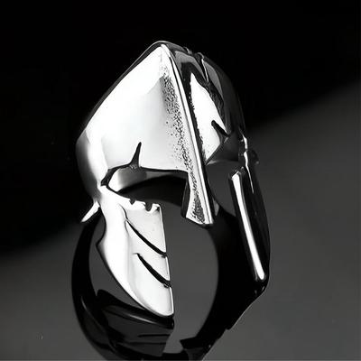 Maschera Spartana Retro Anello Grande da Uomo Acciaio Inossidabile Punk Gotico Edgy Accessori Biker Cosplay Dichiarazione Audace Regalo Uomo