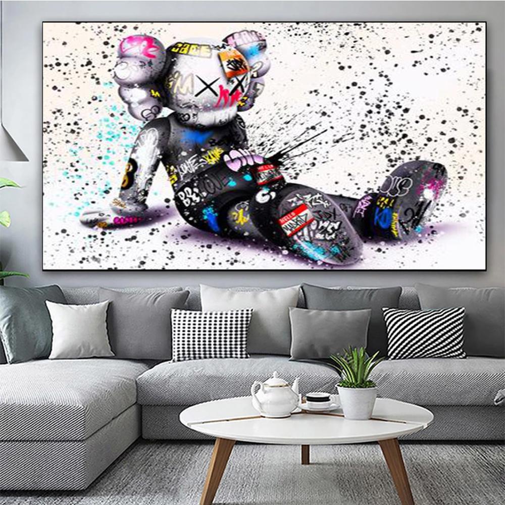 Buy Kaws Cartoon Figure With Tattoos, Canvas Prints Wall Decor