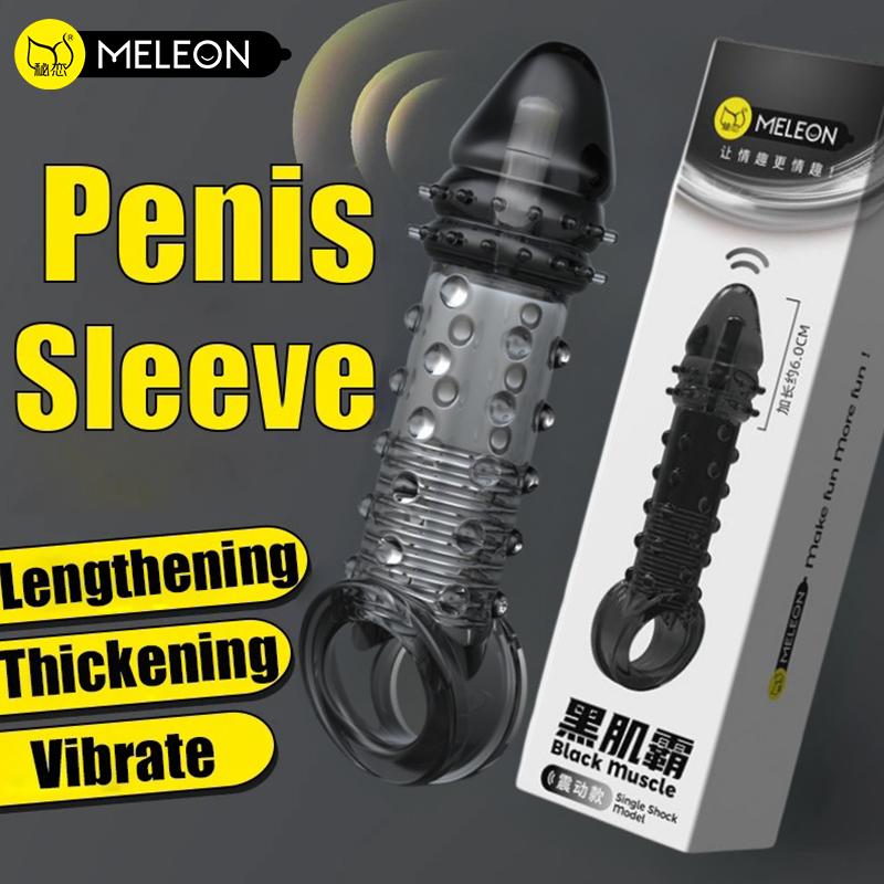 MELEON Prodloužení rukávů na penis Kondom Mužské Zpoždění zvětšení Vibrátory Klitoris Masážní kroužek na penis Vibrační kryt na penis Sexuální hračky pro muže