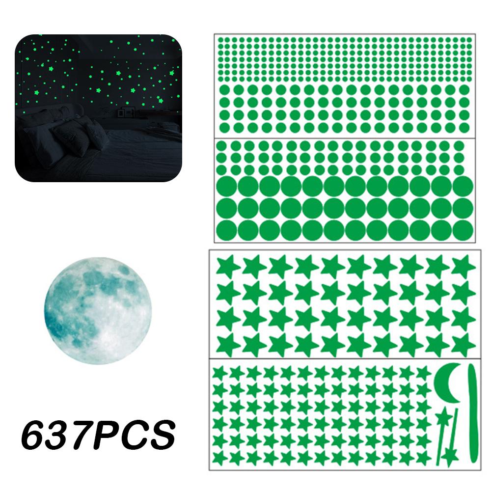 

637pcs Glow In The Dark Stars Stickers Luminous Moon Wall Decals Fluorescent Star Ceiling Sticker For Bedroom Nursery Wall Decor