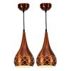 Metal Cut Hanging Light Ceiling Pendant Lamp, 6" Small, Orange, Pack of 2