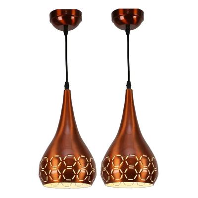 Metallskuren Hängande Lampa Takpendellampa, 6" Liten, Orange, Förpackning med 2