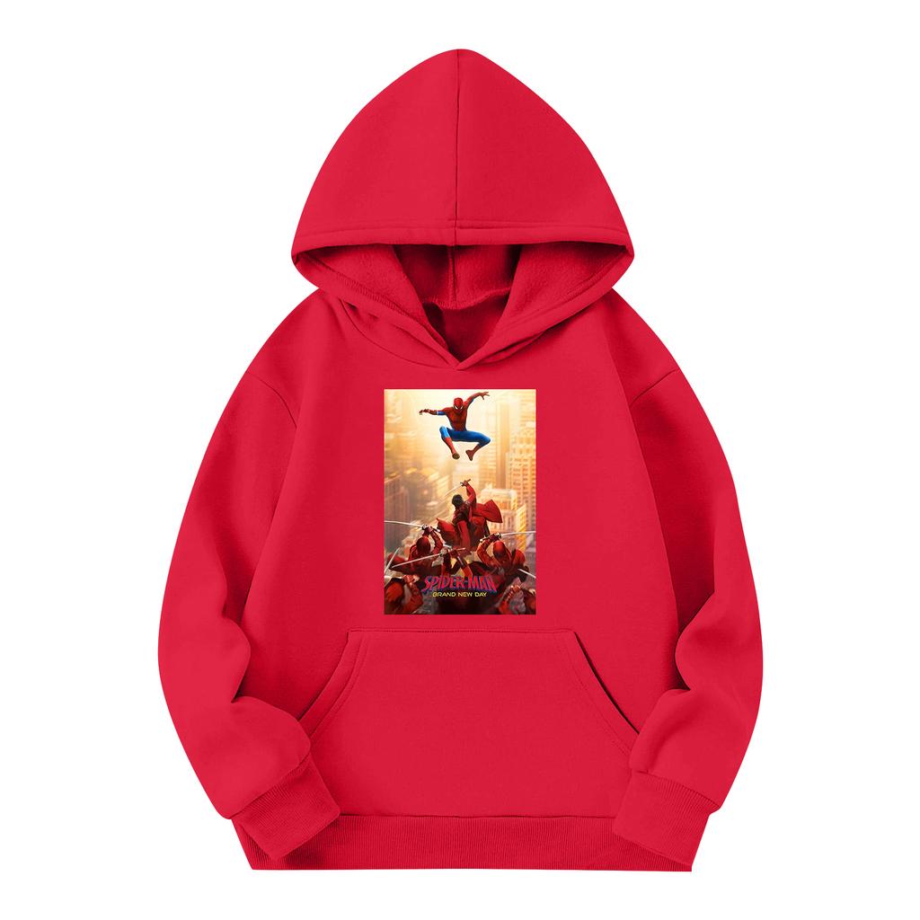 Kids Long Sleeve Pullover Hoodie with Loose Fit Letter Print and Pockets
