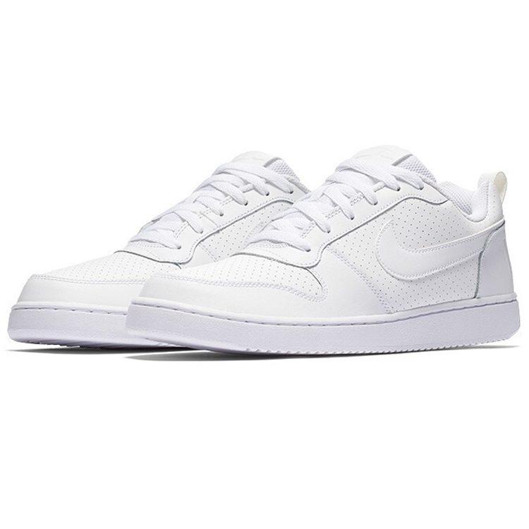 Nike Court Borough Low Triple White Synthetic Leather Vintage Slip Resistant Cushioning Abrasion Resistant Low Top 838937-111