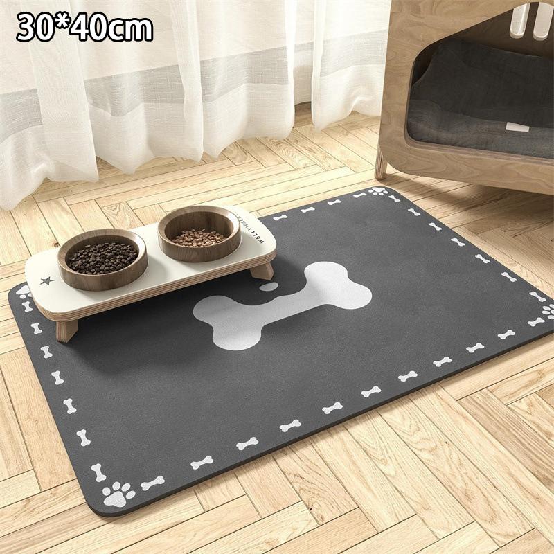 Diatomaceous Mud Absorbent Pet Placemat For Food And Water Bowl With Waterproof Quick-Dry Rubber Backing Non-Slip Home Pet Mat