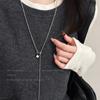Simple Metal Square Pendant Necklace Women's High-end Light Luxury Niche Sweater Chain Long Pull Adjustable Accessories