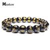 Minimalist 6/8/10/12mm Natural Stone Obsidian Bracelet Men Female Sanskrit Buddha Beaded Braslet Yoga Meditation Braclet Pulsera