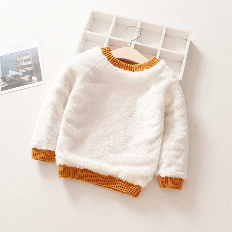 Kids Boys Girls Sweater Winter Thick Warm Kids Add Wool Baby Boy Girls Sweater Spring Long Sleeve Knitwear Tops Clothes
