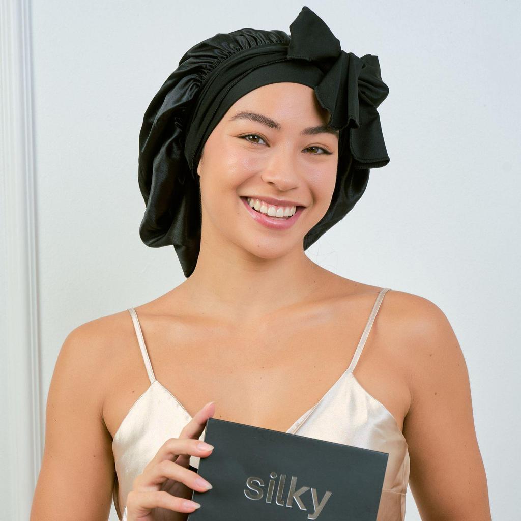 Women's Reversible Double-Layer Satin Nightcap with Ribbon - High Elasticity Round Hat for Hair Protection