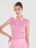 LORDLOAR Striped Slim Collar Knit Pink