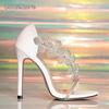 Tacchi Stiletto Floreali con Strass Bianchi per Donna 2026 Nuovi Sandali da Matrimonio Open Toe Decorazione Fiore di Cristallo Lucido Tacchi Alti Eleganti