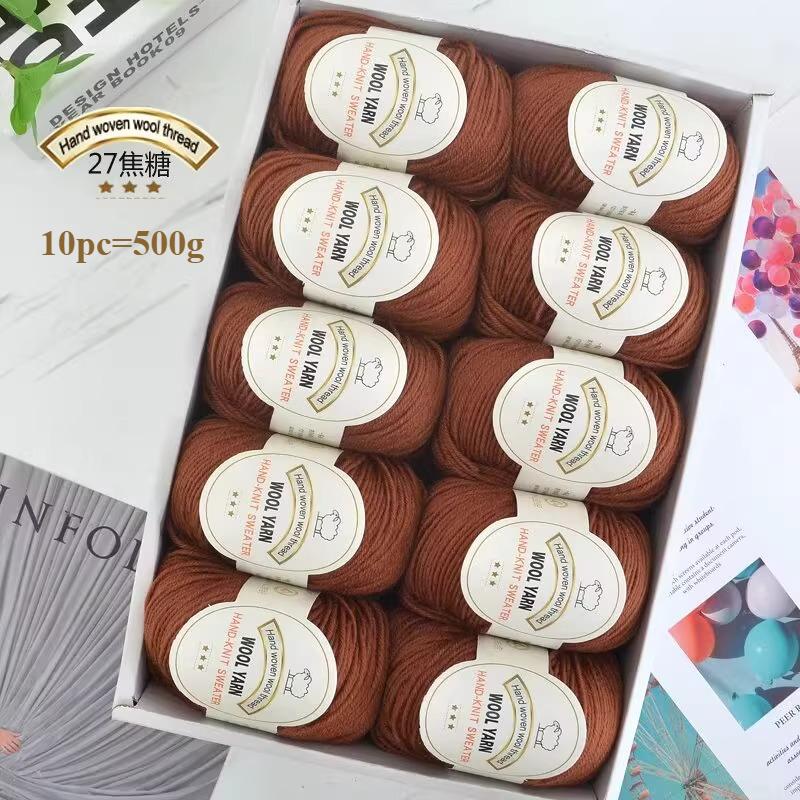 10pc=500g 3mm Medium Coarse Wool Thread Hand Crochet DIY Craft Sweater Hat Doll Bag Needle  Thread Soft Warm Skin Friendly