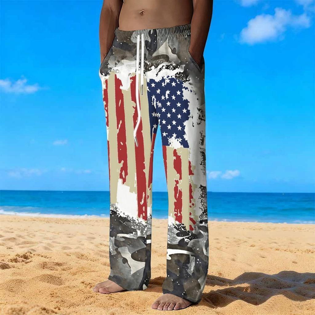 Men Black Base Rainbow Gradient Leopard Print Drawstring Straight Trousers With Side Pockets Eye Catching Bottoms