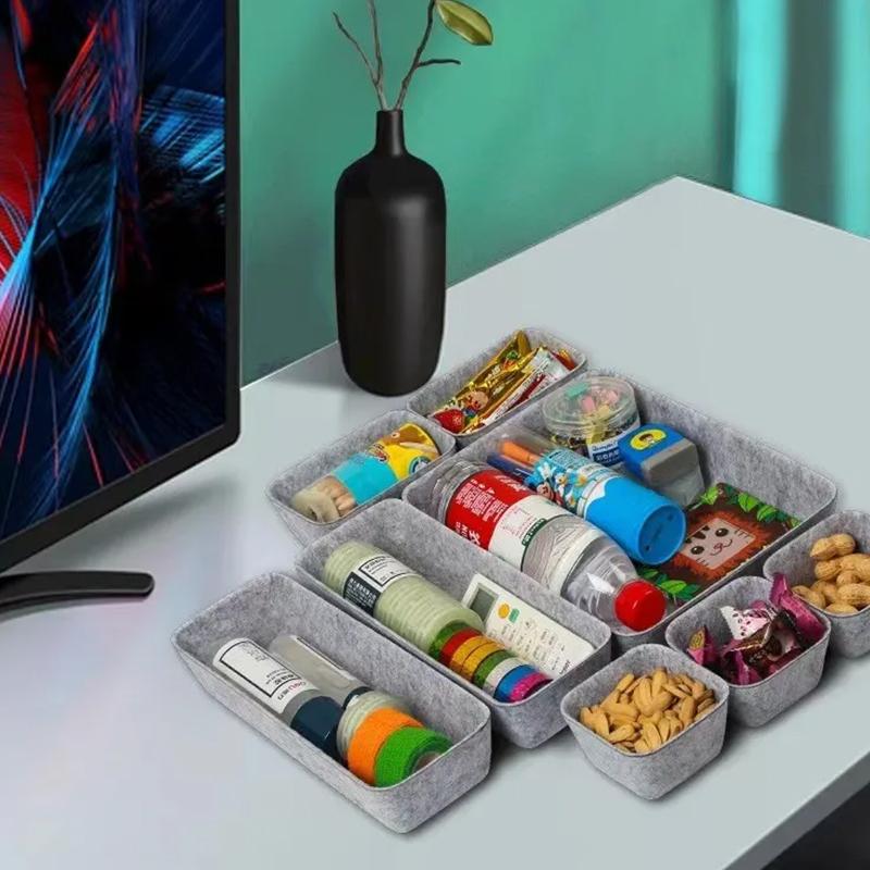 8Piece Seamless Felt Organizer Box Set Multipurpose Desktop Storage Bin For Stationery Crafts And Home Accessories