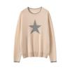 100% Pure Cashmere Color Block Round Neck Sweater with Five-Star Pattern - Simple and Versatile Design for Autumn/Winter