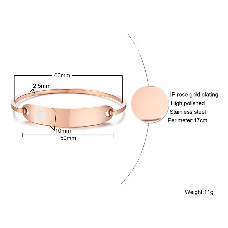 When I'm Dead Just Throw Me in The Trash Medical Alert ID Bracelets for Women Stainless Steel Elegant Personalize Cuff Bangle