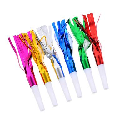 18Pcs Party Whistles Metallic Fringe Kids Blowouts Noisemakers Birthday Wedding Christmas Event Celebration Favors