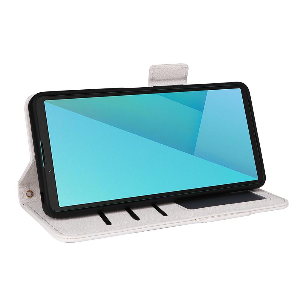 For Sony Xperia 10 VII Case Litchi Texture Wallet Leather Phone Cover with Wrist Strap