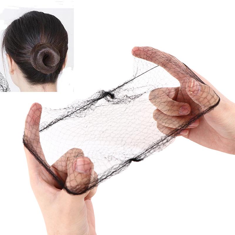100X Black Invisible Hair Nets Elastic Edge Mesh Hairnet Stretch Hairnet Cover