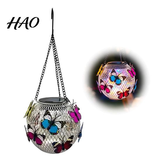 Housewarming Gifts for Home Solar Butterfly Hanging Lantern, Iron Wire 3D Garden Light with Patio Lighting Warm Glow, Waterproof Outdoor Yard