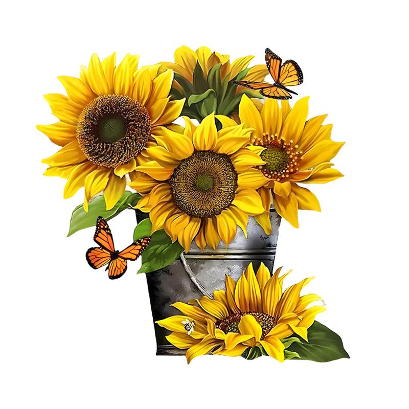 

JT154#13x13 см Большие наклейки на трещины автомобиля Реалистичные бабочки Подсолнухи Забавные 3D-стикеры для дверного стекла Статичный подарок Прочное украшение 13x13cm