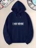 Men's Navy Blue Geometric Print Hoodie Regular Fit Casual Sportswear Machine Washable Everyday Comfort Smooth Fabric