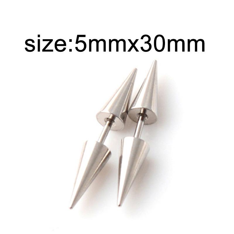 1 Pair Gothic Black Steel-Color Funny Screw Back Stud Earrings For Men/Women Round Ball Spike Cone Tip Stainless Steel Jewelry