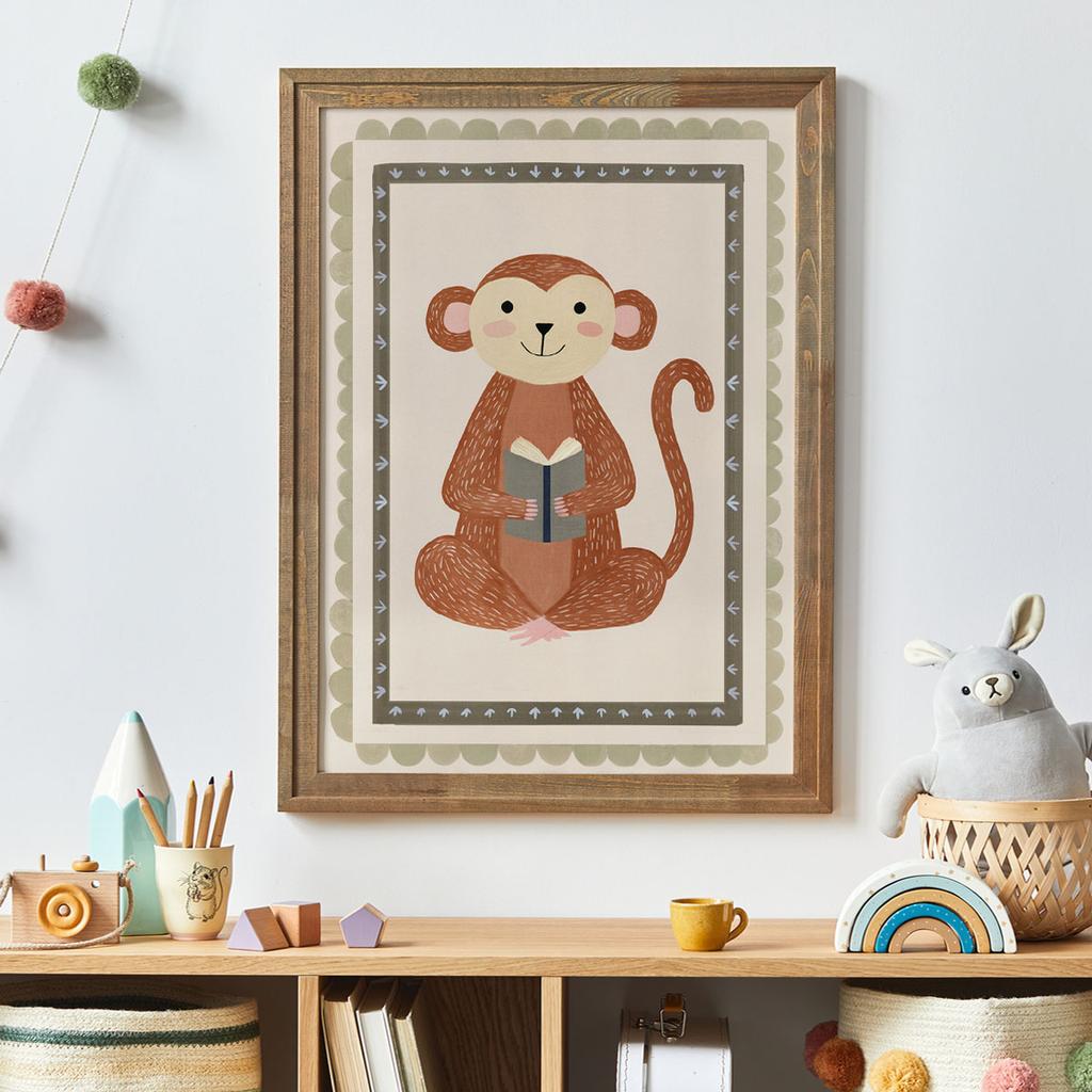 Poster for a Child Monkey with a Book