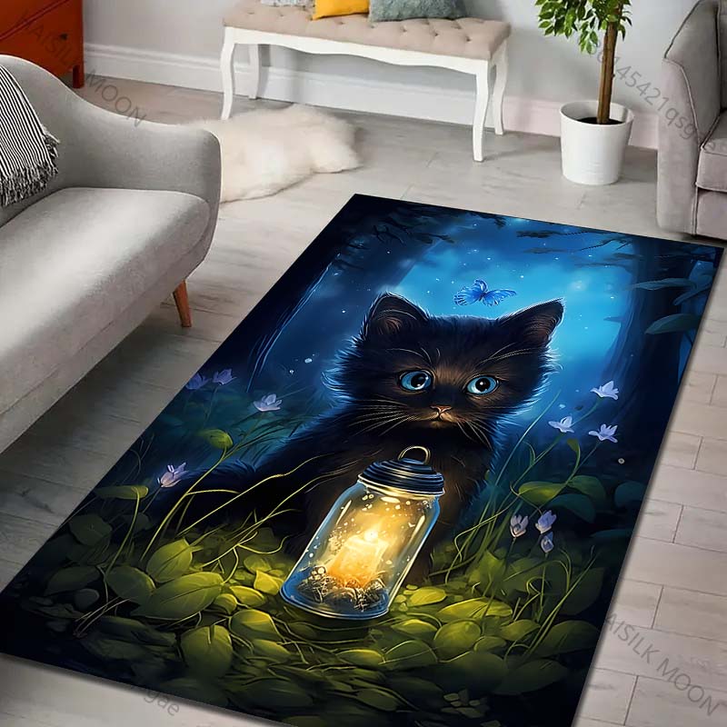 

Multiple sizes Kitten lantern butterfly forest Print Carpet Rug for Living Room Bedroom Sofa Doormat Home Decor Non-slip Mat 40cm x 60cm