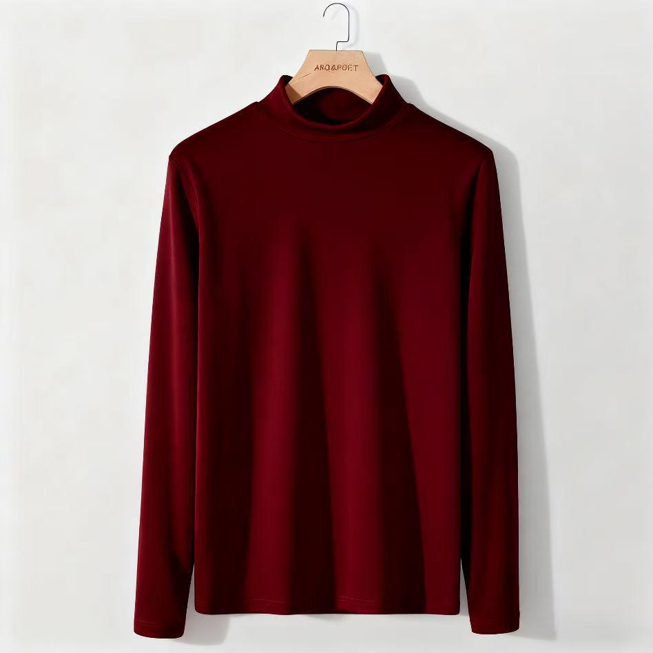 Neues Herren High Neck Gebürstetes Langarm Warmes Base Layer Oberteil