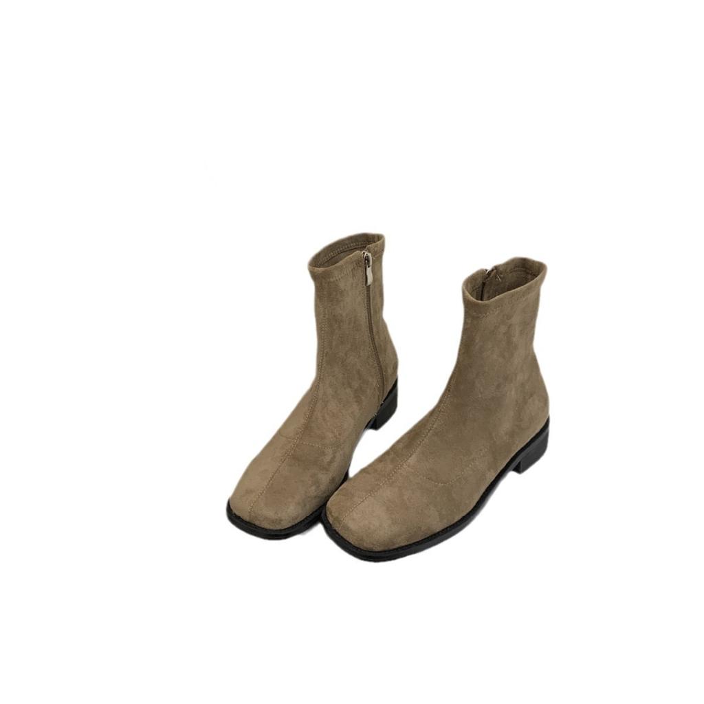 Coarse heel French British style retro square head Martin short boots women's boots autumn 2025 new