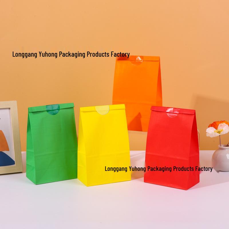 Handle-Free Colored Candy Kraft Paper Bags for Children's Gifts & Snack Storage
