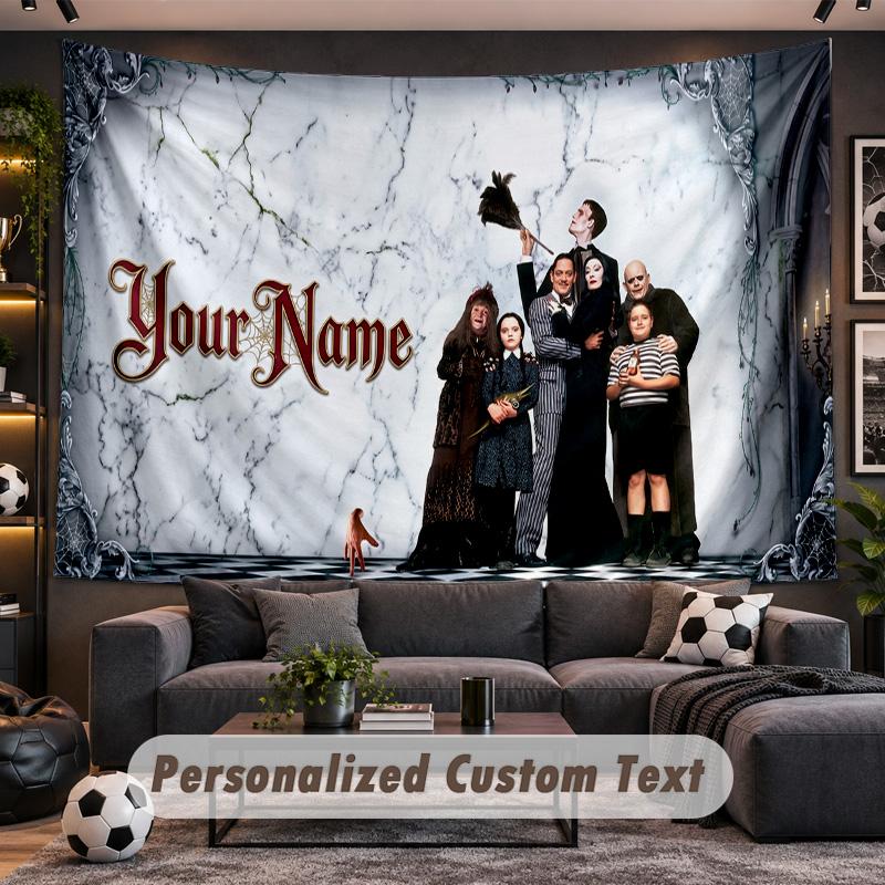 Die Addams Family Personalisierte Wandteppich-Unterstützung Benutzerdefinierter Name, Wandkunst Heimdekoration