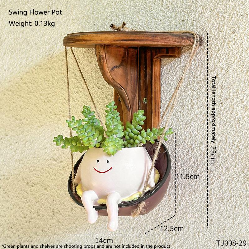 Минисо Суккулентный цветочный горшок Милый улыбающийся качающийся цветочный горшок Креативный подвесной гидропонный цветочный горшок Украшение для двора балкона
