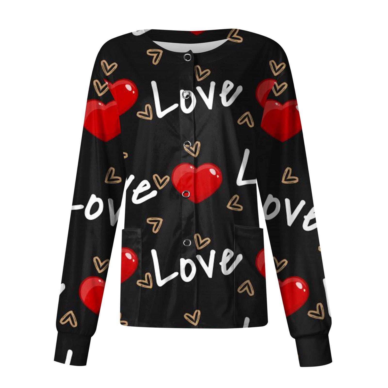 

Женский повседневный однобортный однобортный костюм с длинными рукавами и принтом на День святого Валентина, топ-кардиган L чёрный