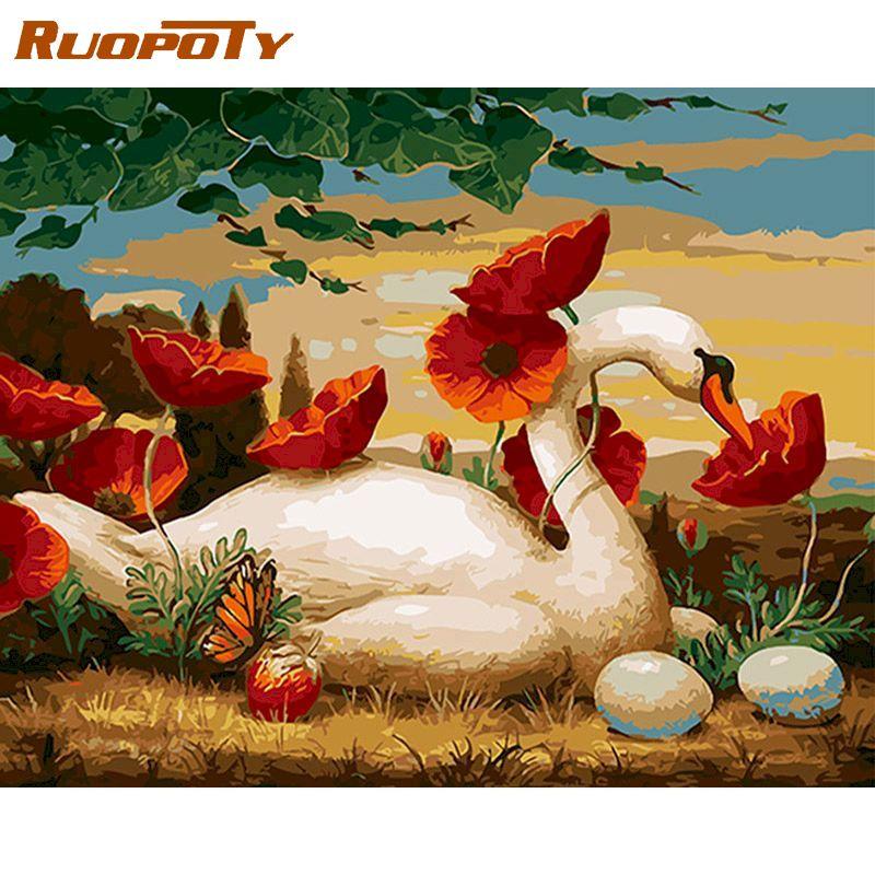 

Ruopoty безрамное животное Diy картина по номерам комплект акриловая краска на холсте настенная живопись для домашнего декора 40x50CM NO Frame