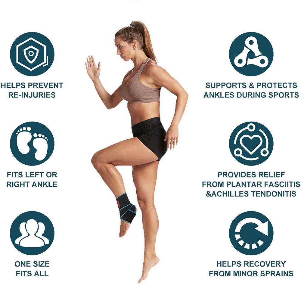 Bracetop 1 Pc Ankle Support Adjustable Ankle Brace Breathable Nylon Material Super Elastic And Comfortable Perfect For Sports