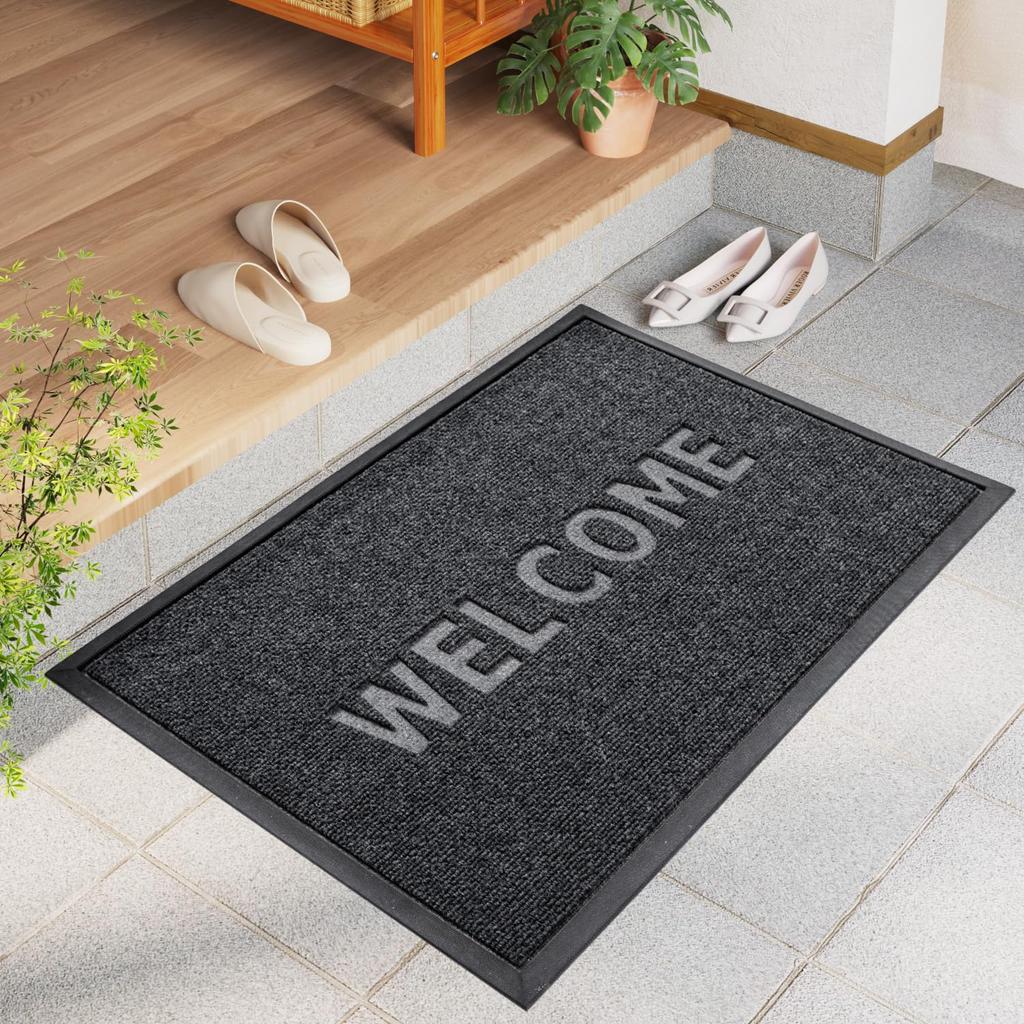 DEXI Entrance Mud Water WELCOME Welcome Door For Use Mat, Outdoor/Indoor, Remover, Absorbent, Anti-Slip, Durable, Washable, Mat, Stylish, Rubber,