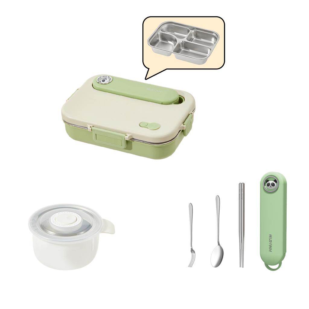 Capybara 304 Stainless Steel Divided Lunch Box With Bowl & Cutlery Microwave Students Portable Large Capacity Bento Box