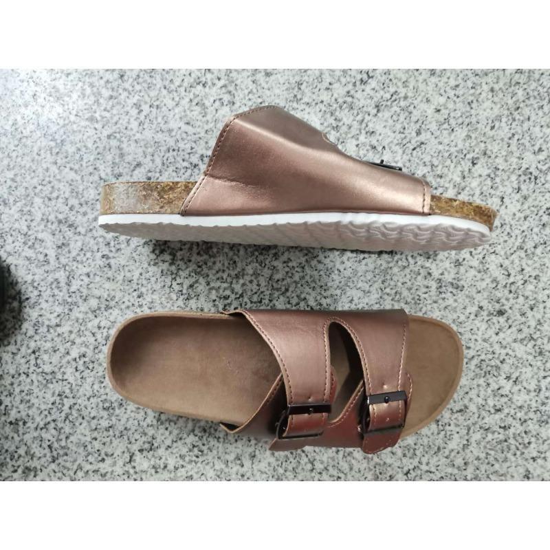 New Thick-soled Belt-buckle One-shoulder Slippers for Women, Large-sized Flat One-shoulder Shoes