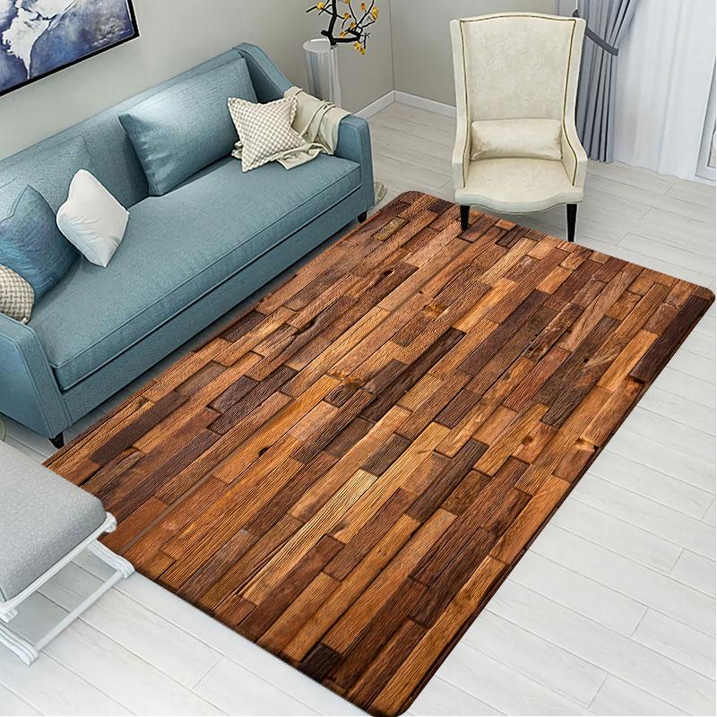 Dekoracja salonu dywan z fakturą drewna sypialnia stolik nocny dywan do strefy domowej nowoczesna antypoślizgowa mata podłogowa