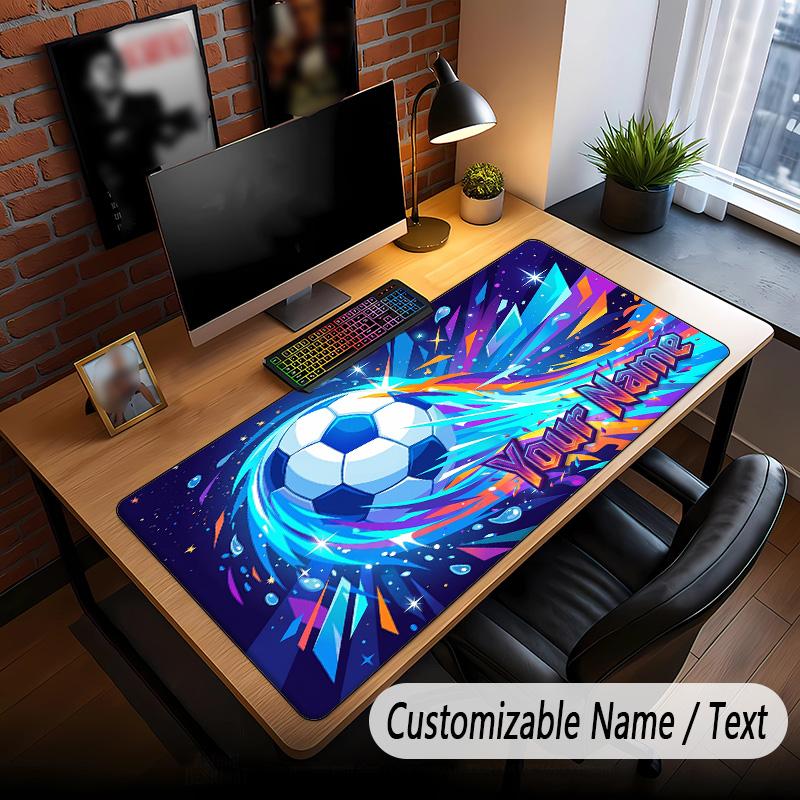 Soccer Theme Custom Mouse Pad Personalized With Name Text Customized Desk Mat For Office Home Decor