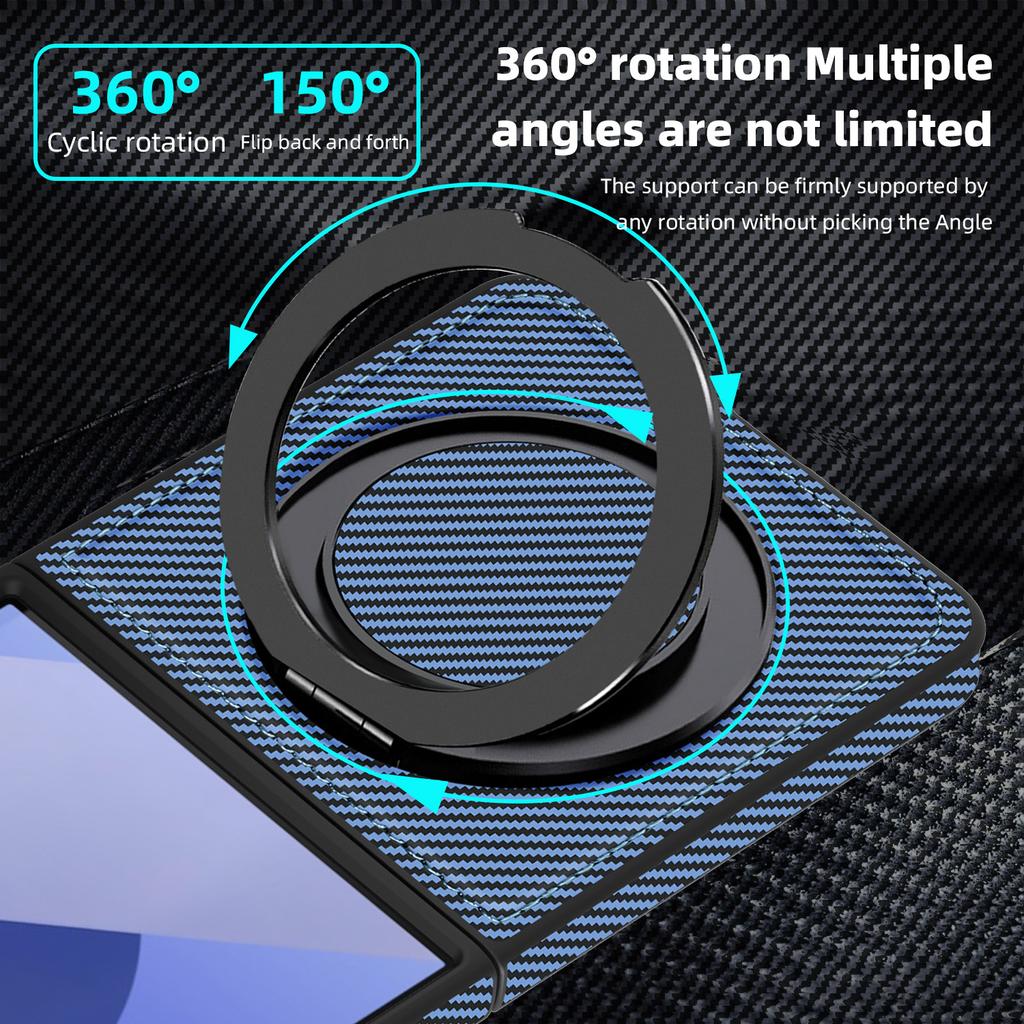 For Samsung Galaxy Z Flip7 5G Magnetic Case Carbon Fiber Texture PU + TPU Kickstand Phone Cover
