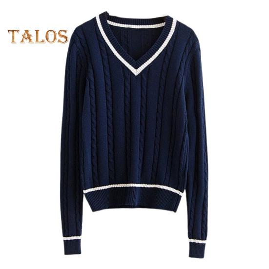 Maglione unisex scollo a V manica lunga coppie uniformi scolastiche vestibilità ampia design color-blocking trama intrecciata stile preppy maglie a maglia