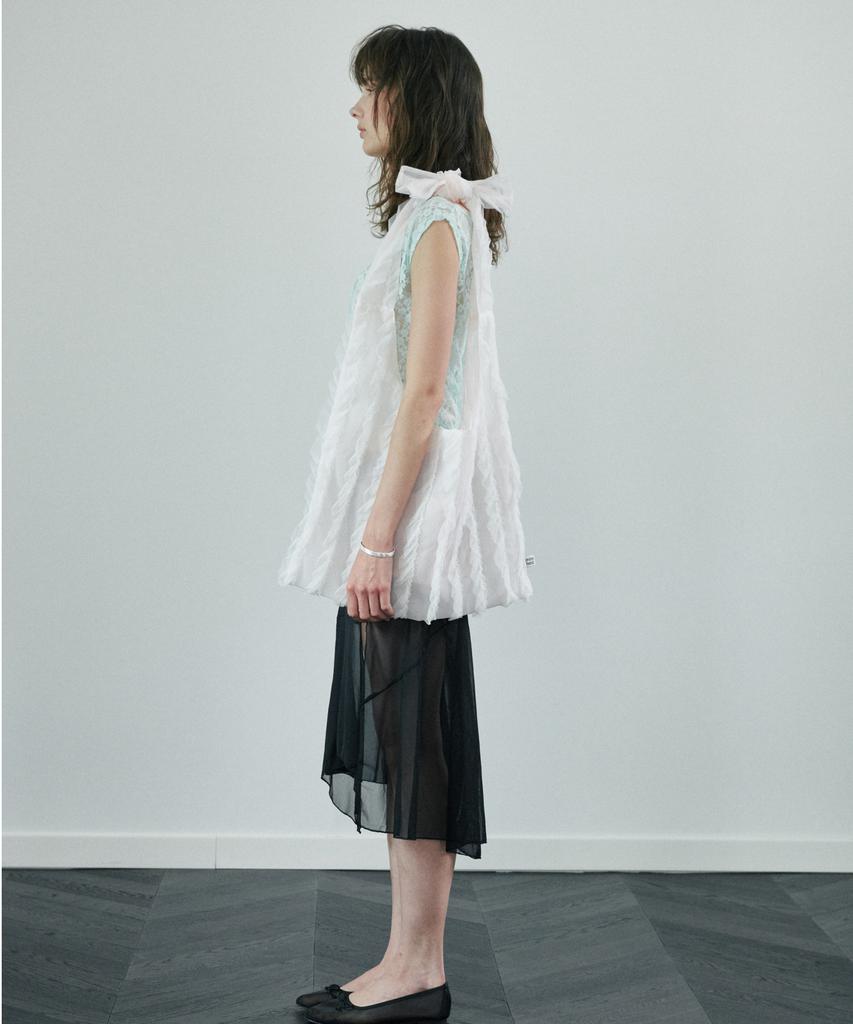 Jedrefeb5 Sheer Ruffle Hobo Reversible White