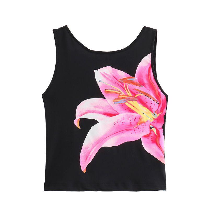 Kaslead New Arrival Women's Fashion Style Stylish Simple and Versatile Silm Glue Printing Sleeveless Vest Tops