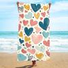 Microfiber Colorful Heart Pattern Beach Towel Quick- Ultra-Fine Fibers with Strong Wrap Design for Pool and Seaside Use