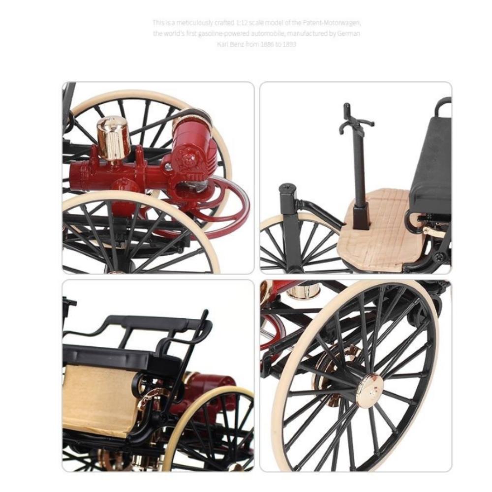 Samochód Klasyczny Karl Benz Patent-Motorwagen1886/1893 Model 1:12 Odlewanych ciśnieniowo (Opcja 2)