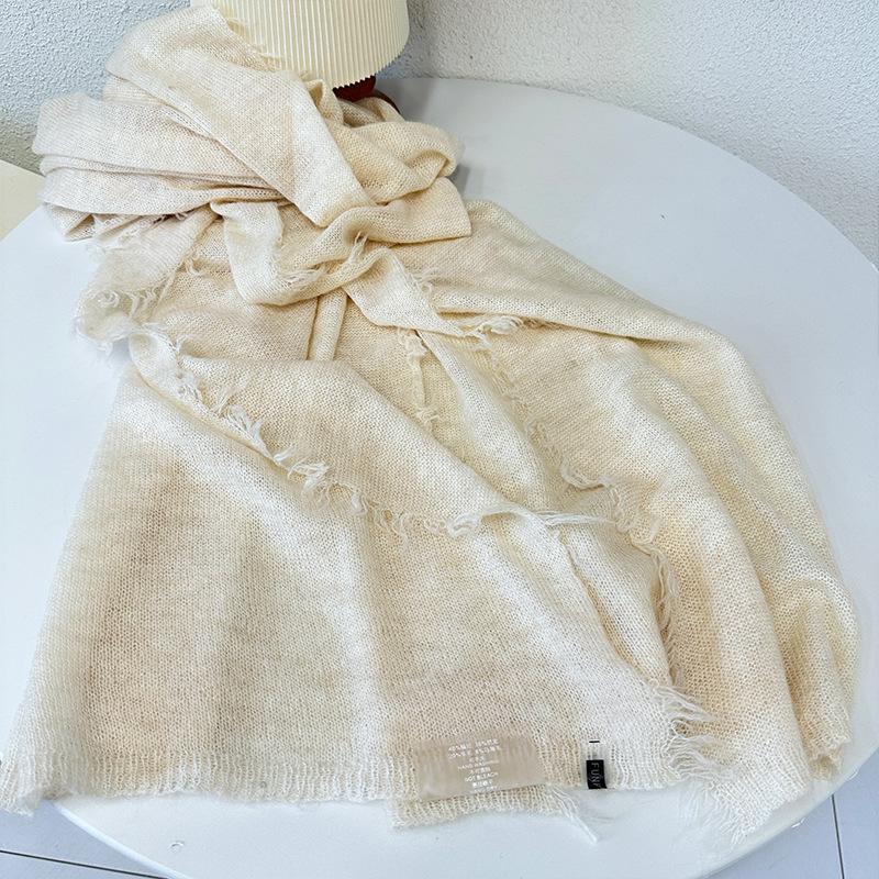 Autumn and winter new simple warm wool scarf shawl men and women versatile solid color wool mohair scarf